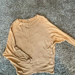 Tan Ribbed Knit Sweater